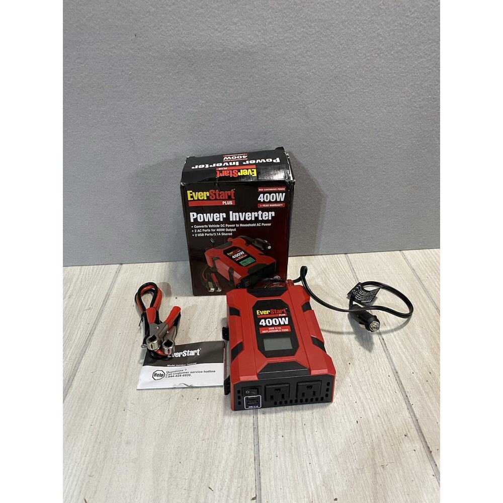 Everstart Plus Power Inverter 400W USB 3.1A Replaceable Fuse Model 7002M 25